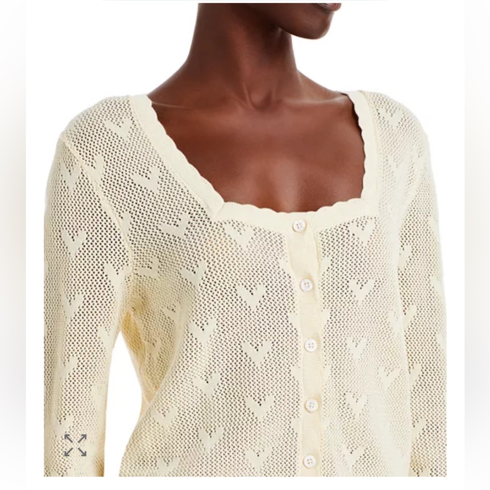 LoveShackFancy Venice Cropped Cardigan in Cream Size Large NWOT - Picture 4 of 8